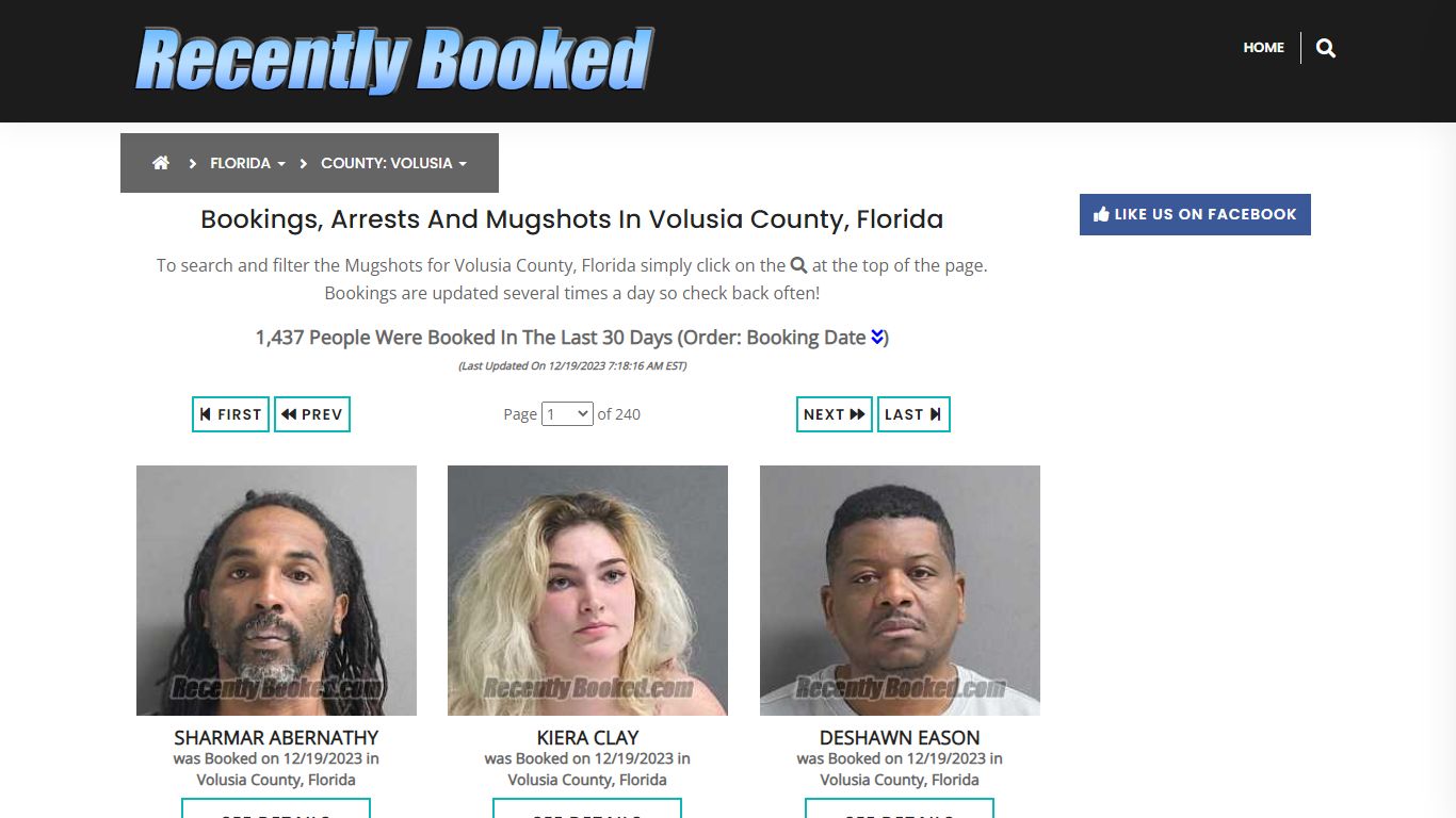 Recent bookings, Arrests, Mugshots in Volusia County, Florida